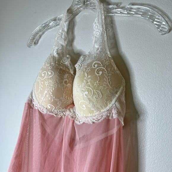 Marilyn Monroe Intimates Sheer Pink and Cream Babydoll Chemise Size XL - Picture 4 of 6